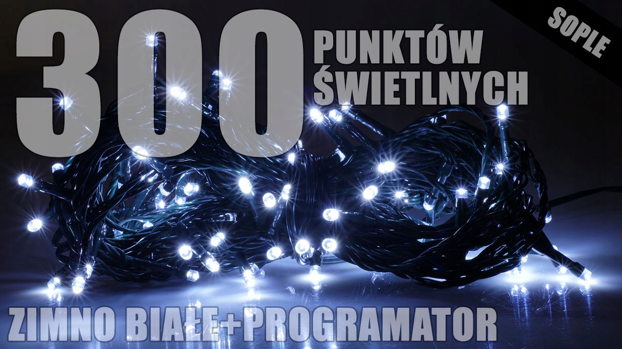 Vánoční osvětlení na stromeček rampouchy venkovní 300 Led studená bílá Lzs-eco-led Rumlux