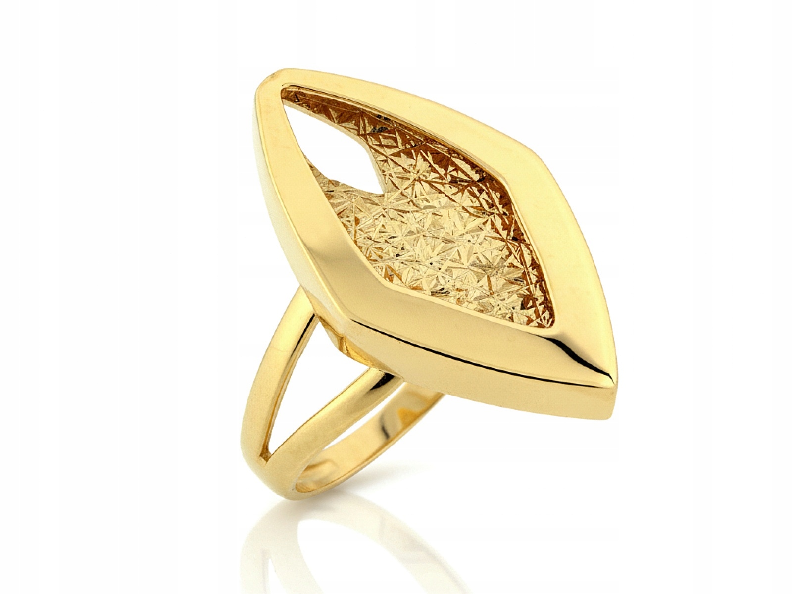 Prstýnek 585 s lesklým Rombem 19r s diamantovým vzorem 2,17 g
