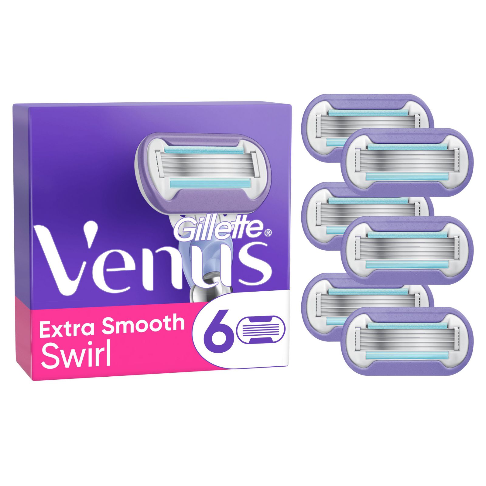 Venus Deluxe Holící Čepelky Smooth Swirl Fialová/bílá 6 Ks.