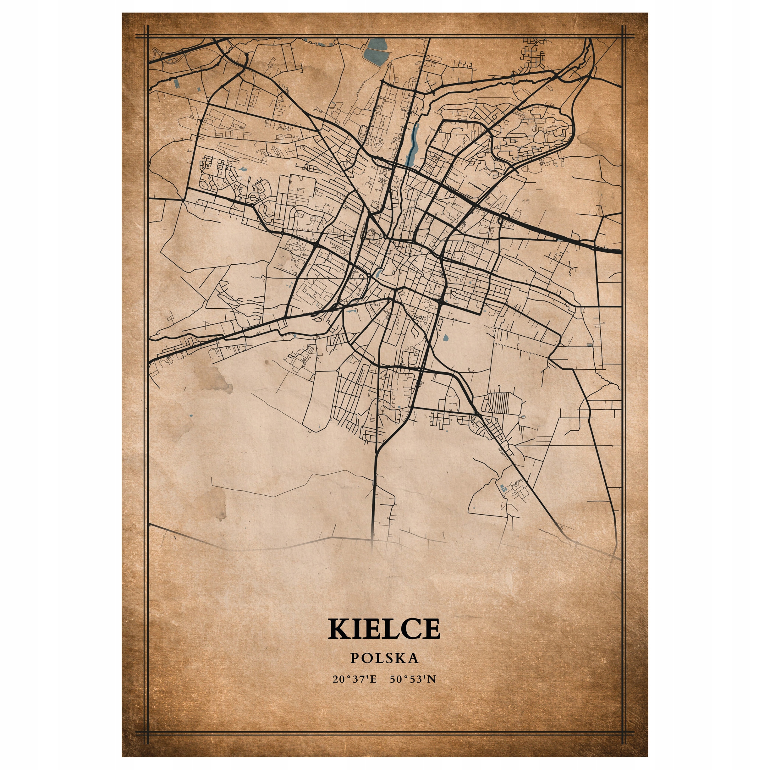 

Plakat Mapa miasta vintage Kielce 70x50cm