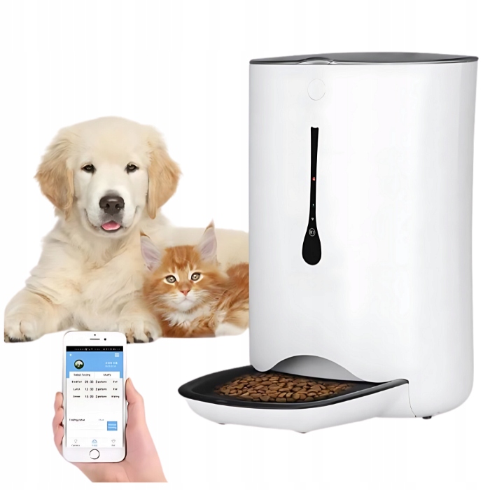 Levně Automatický podavač krmiva pro kočky Psa králíka s WiFi Velký Dávkovač 6L