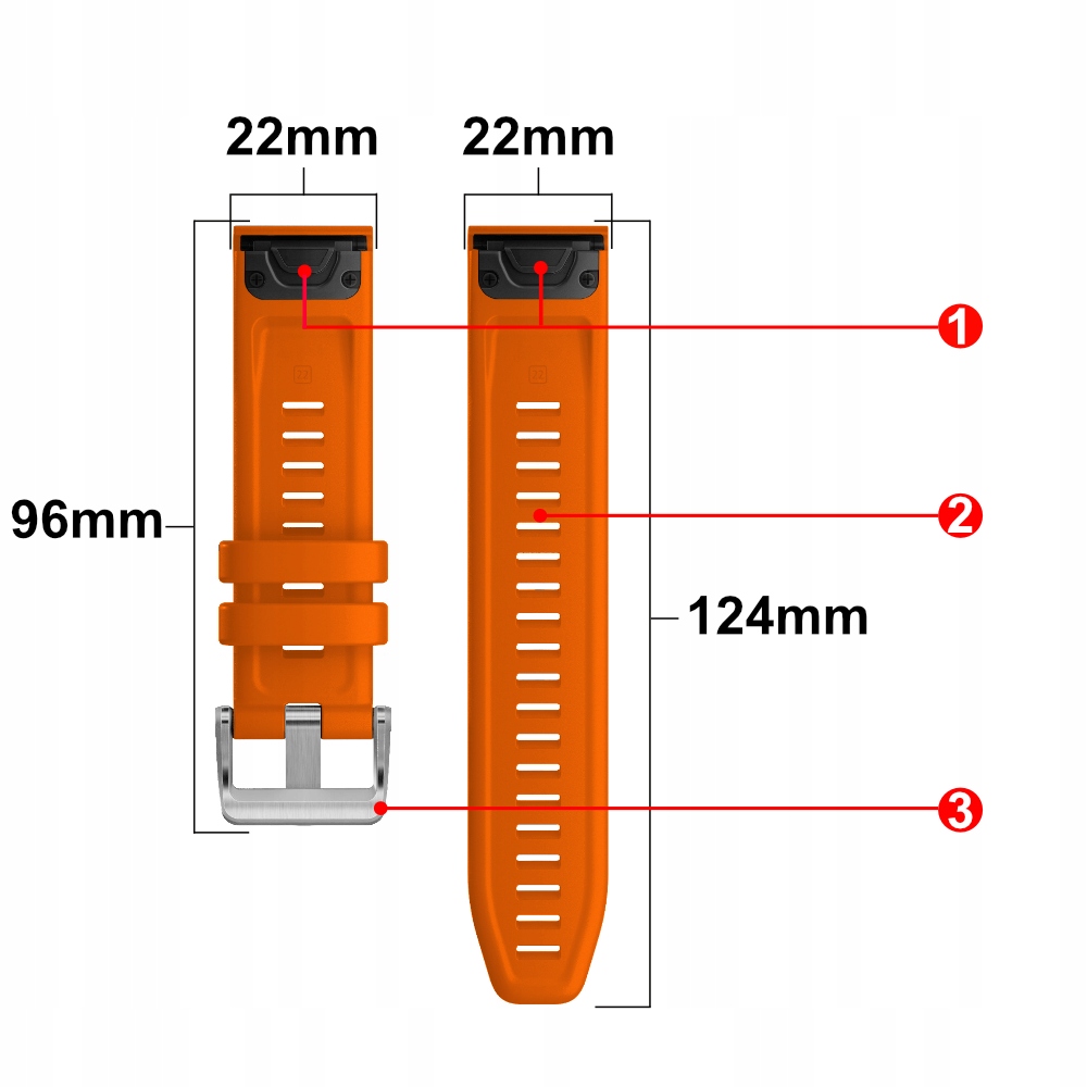 Silikonowy pasek premium QuickFit 22 mm do GARMIN Fenix 6 7 8 - 47mm Epix 2 Marka TRIMARK