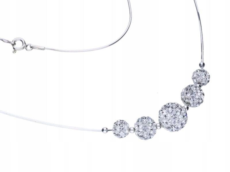 Stříbrný dámský náhrdelník 925, kulaté křišťály s přívěsky jako dárek