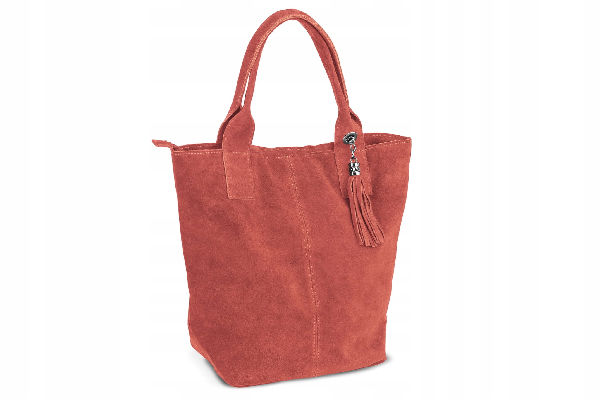 

Torba Skórzana Vera Pelle Zamszowy Worek Koralowa