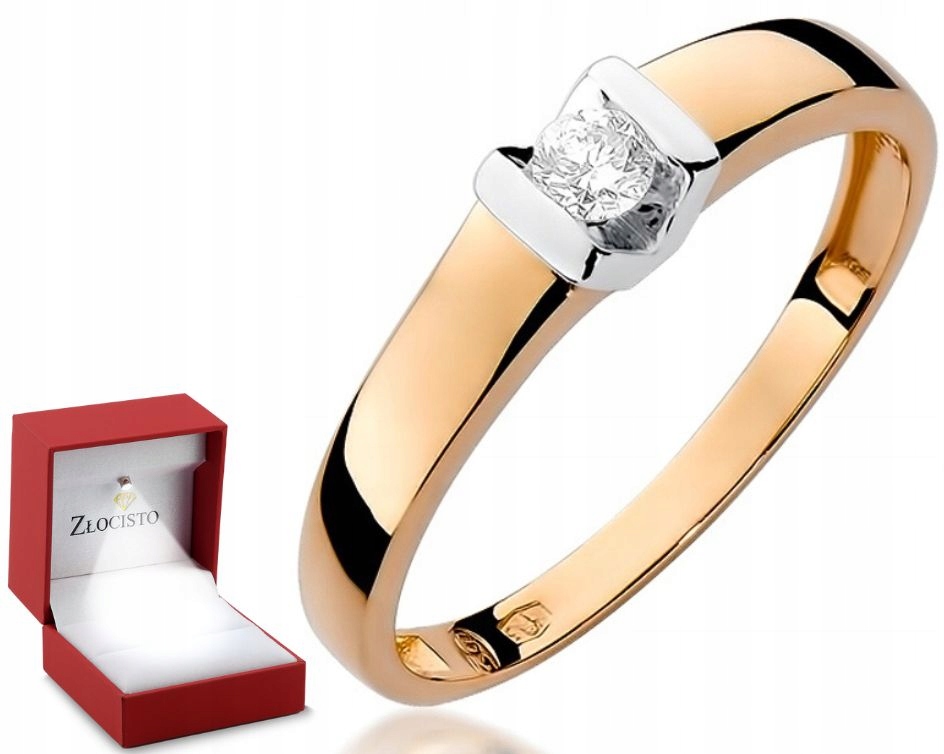Prstýnek s briliantem růžové zlato 585 Gravírování