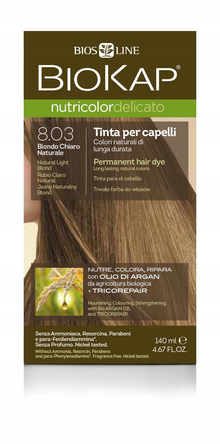 Biokap Nutricolor Delicato 8.03 světlý přírodní blond 140 ml barva na vlasy