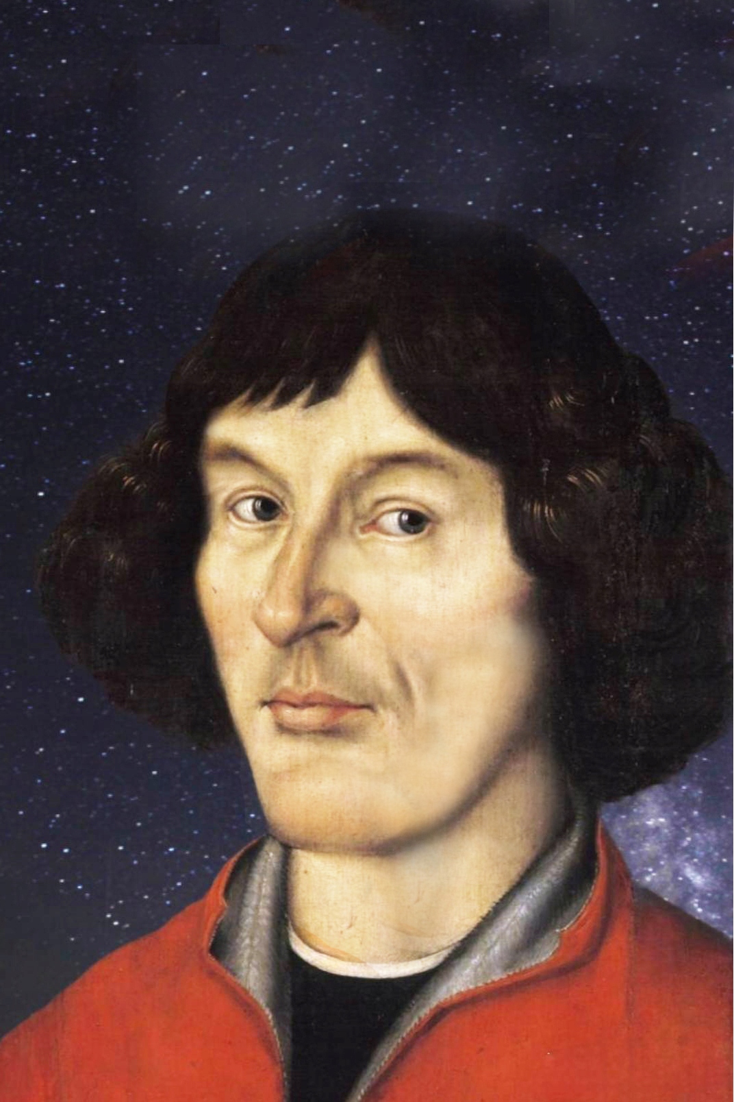 Diamantová výšivka Mikuláš Koperník Portrét Hvězdy Nebe Planety Noc 40x60 cm