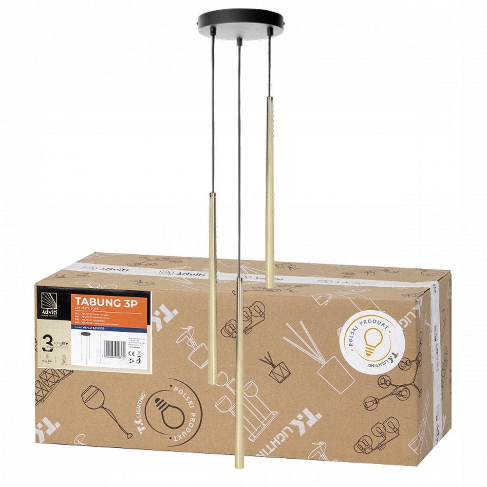 Závesná lampa Tabung 3P max. 6W G9 zlatá