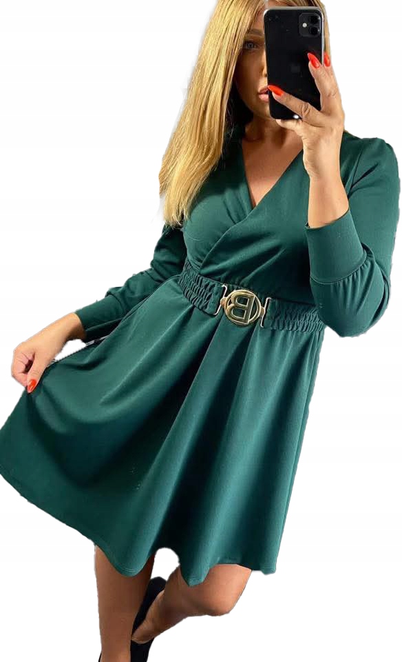 Elegantní glamour midi zavinovací Šaty s volánkovým páskem, vel. 48