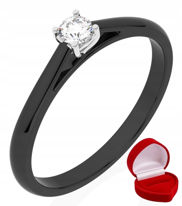 Zlatý Prstýnek 585 14k Brylant 0,09 ct Černé Zlato R8