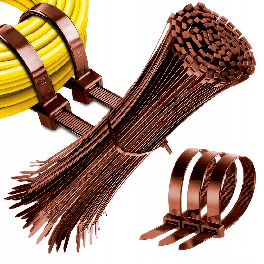 MOCNE OPASKI ZACISKOWE KABLOWE TRYTKI BRĄZ TAŚMA 3,6X300 100 SZT EAN (GTIN) 5900378961192