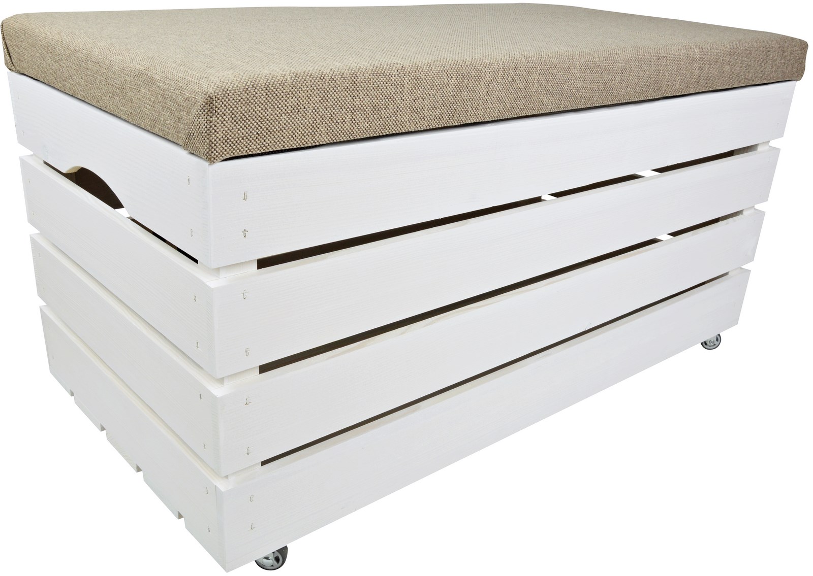 Kufřík Dřevěný Borovicový Velký 80 CM Taburet S Kolečky