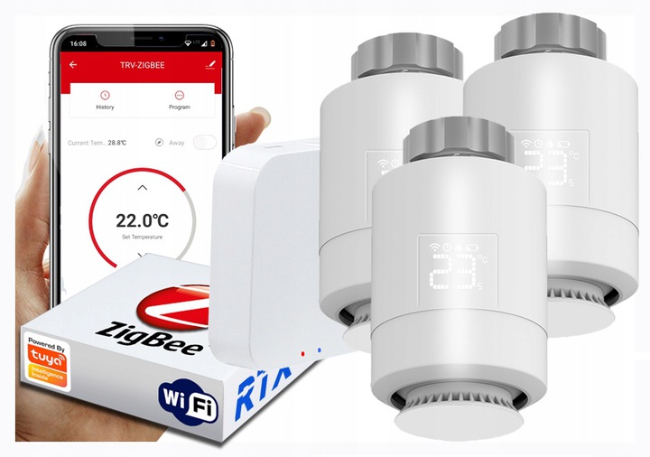 3x hlavica Rtx Termostat Zigbee WiFi brána Tuya Set