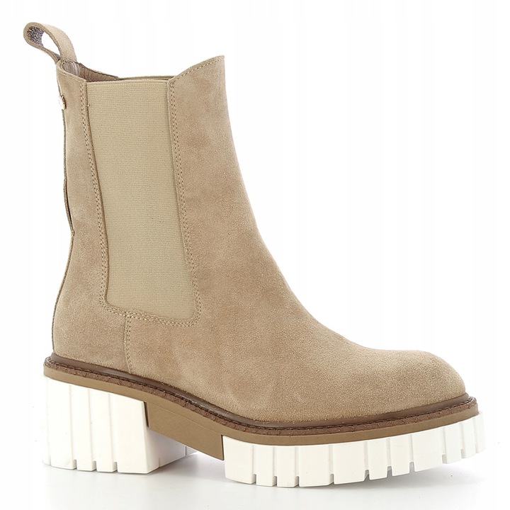 CARINII B7345 BOTKI WORKERY TRAPERY SKÓRA BEŻOWE