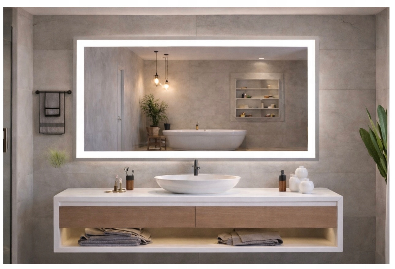 Zrcadlo Obdélníkové 100x70 cm Podsvícené Zrcadlo