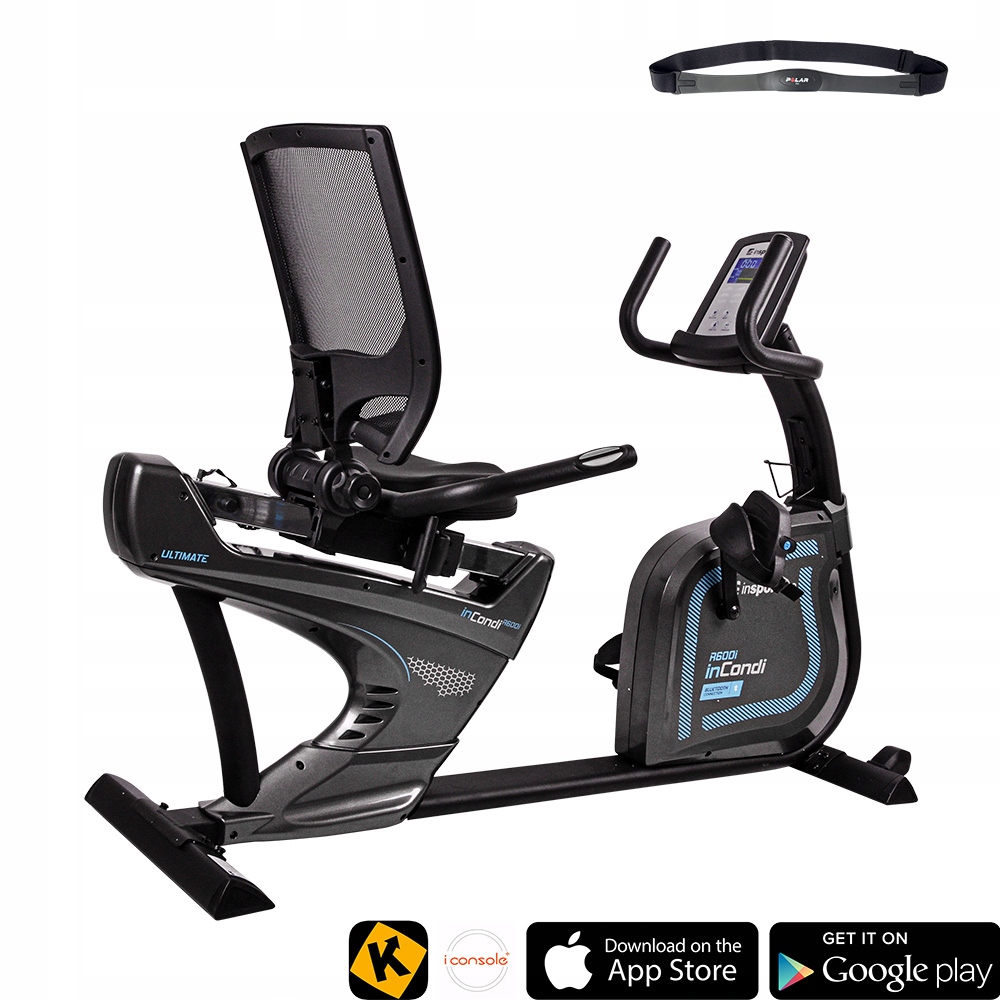 Rower rehabilitacyjny inSPORTline inCondi R600i poziomy pas piersiowy
