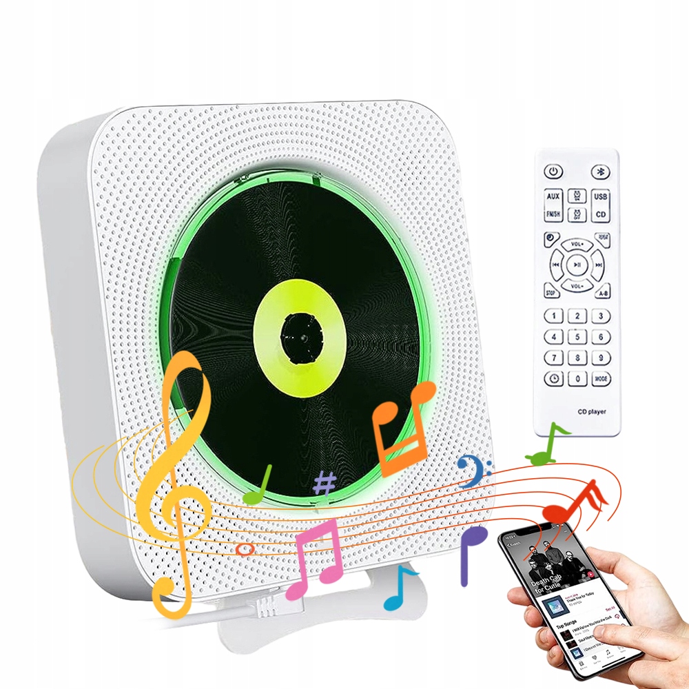 Přenosný CD Přehrávač Bluetooth Reproduktor Rádio Aux Fm Hifi Usb LCD Dárek