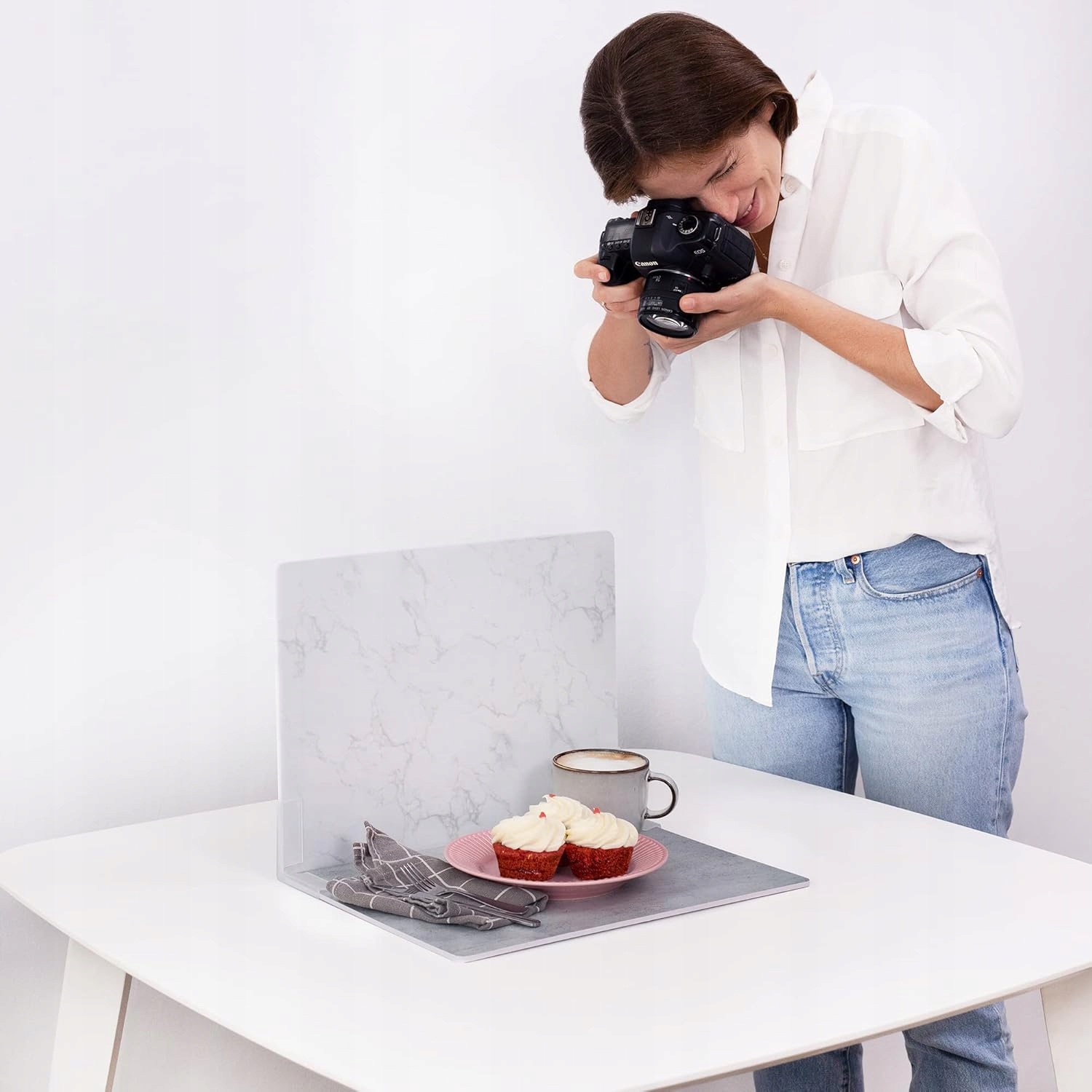 Tabule Pro Produktovou Fotografii Pozadí Mramor Šedá 2 Ks