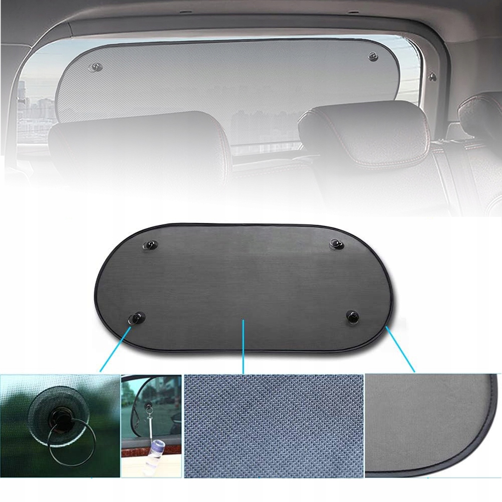 OSŁONA PRZECIWSŁONECZNA DO SAMOCHODU NA TYLNĄ SZYBĘ Z PRZYSSAWKAMI 100*50CM Kolor czerń