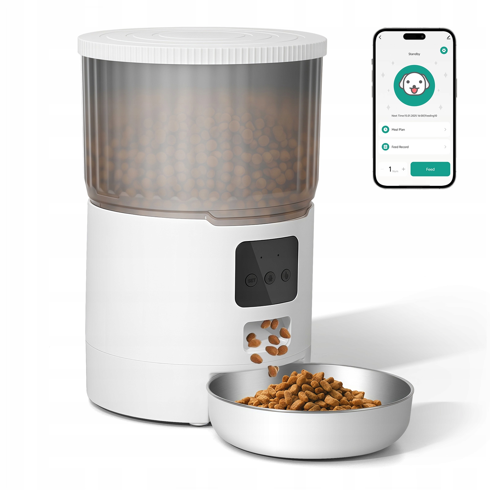 Levně Automatický dávkovač krmiva pro kočky 4L Programovatelný časovač pro přesné dávkování