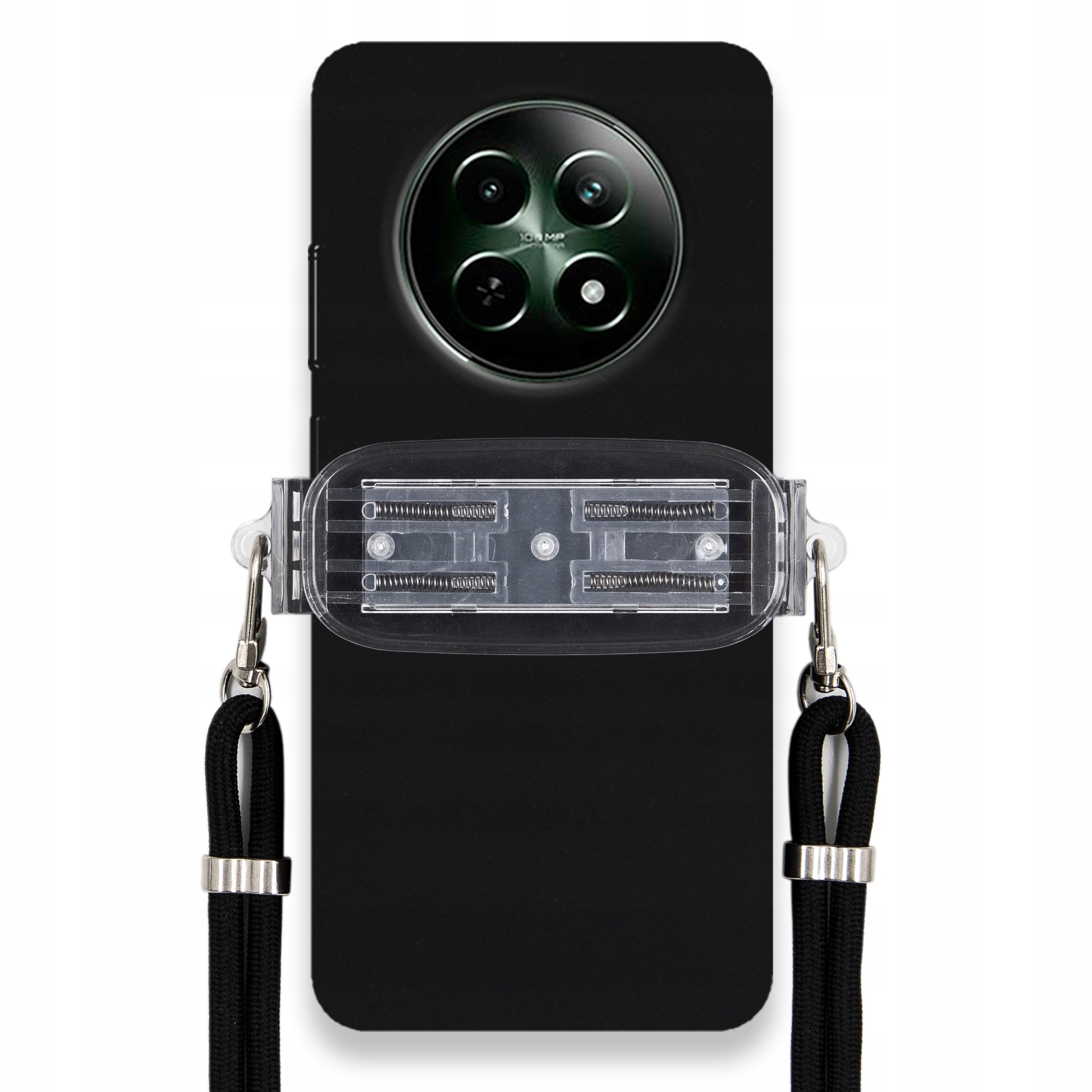 Puzdro Pre Realme 12 5G Smooth Case Ochrana Univerzálny Držiak, Čierna Šnúrka