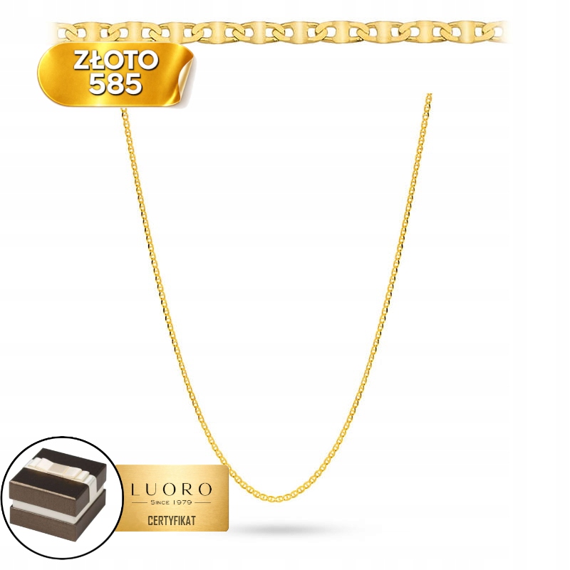 Řetízek Zlatý 585 14K Gucci Plochý Žlutý 45 CM Elegantní