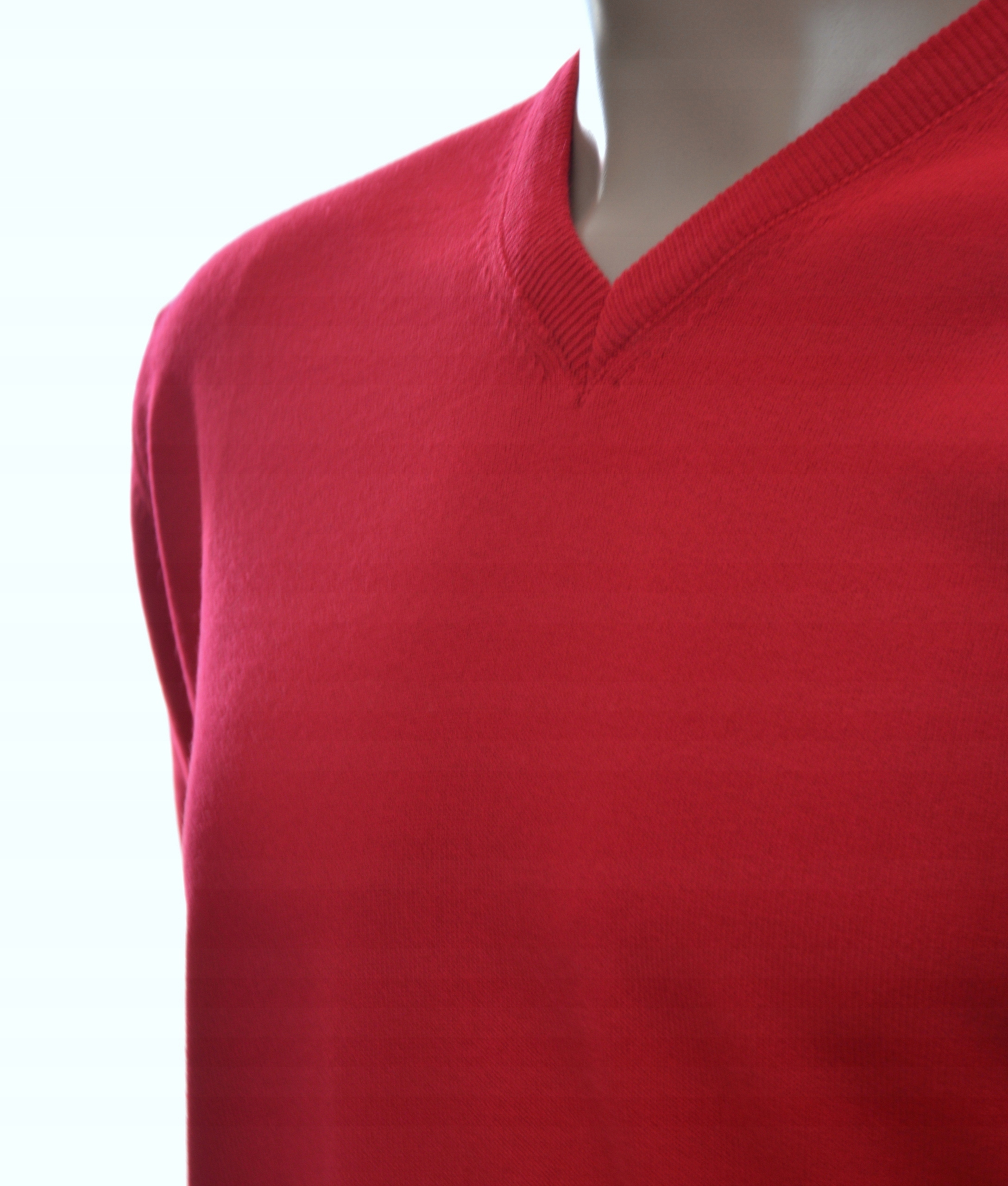 Pánský svetr z merino vlny a kašmíru do V, kašmírový, XL, červený 233