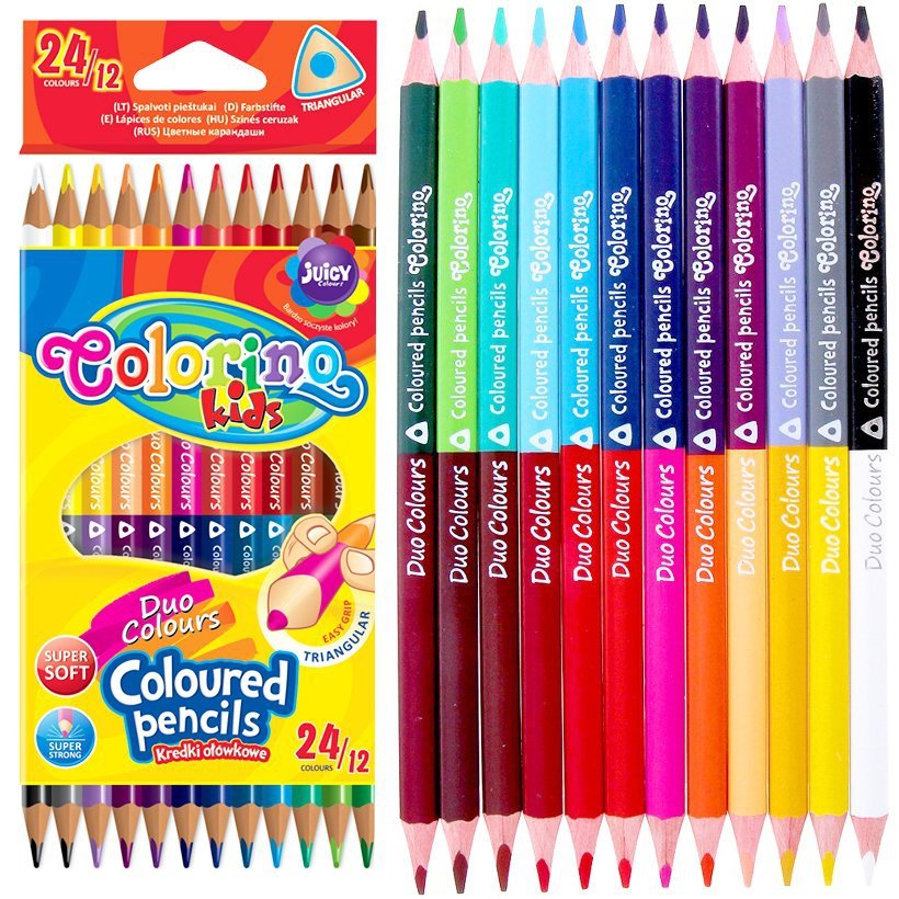 

Kredki trójkątne dwukolorowe, 24 Colorino