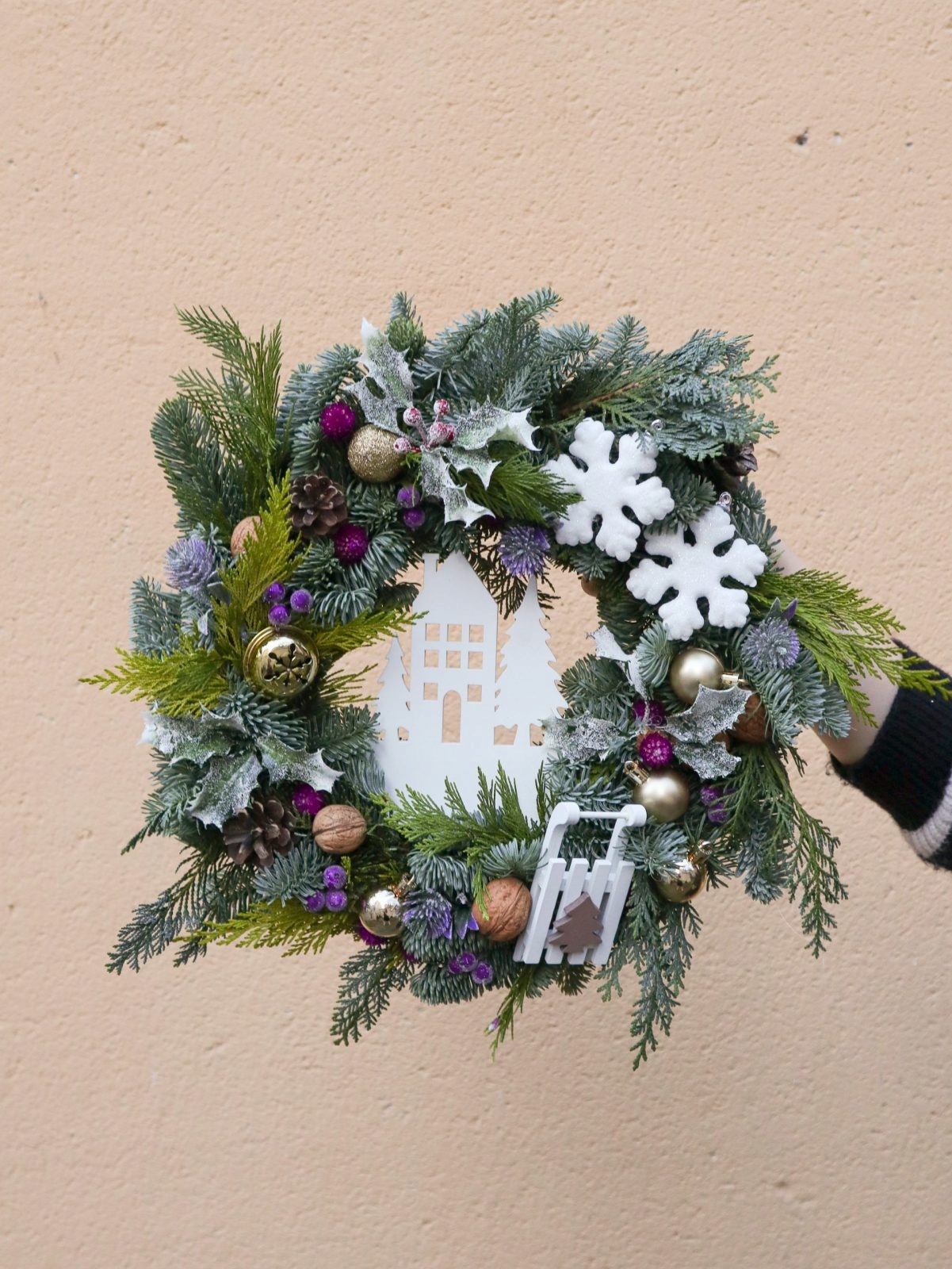 Vianočný veniec z prírodnej jedle Nobilis, veniec 40 cm, Vianoce