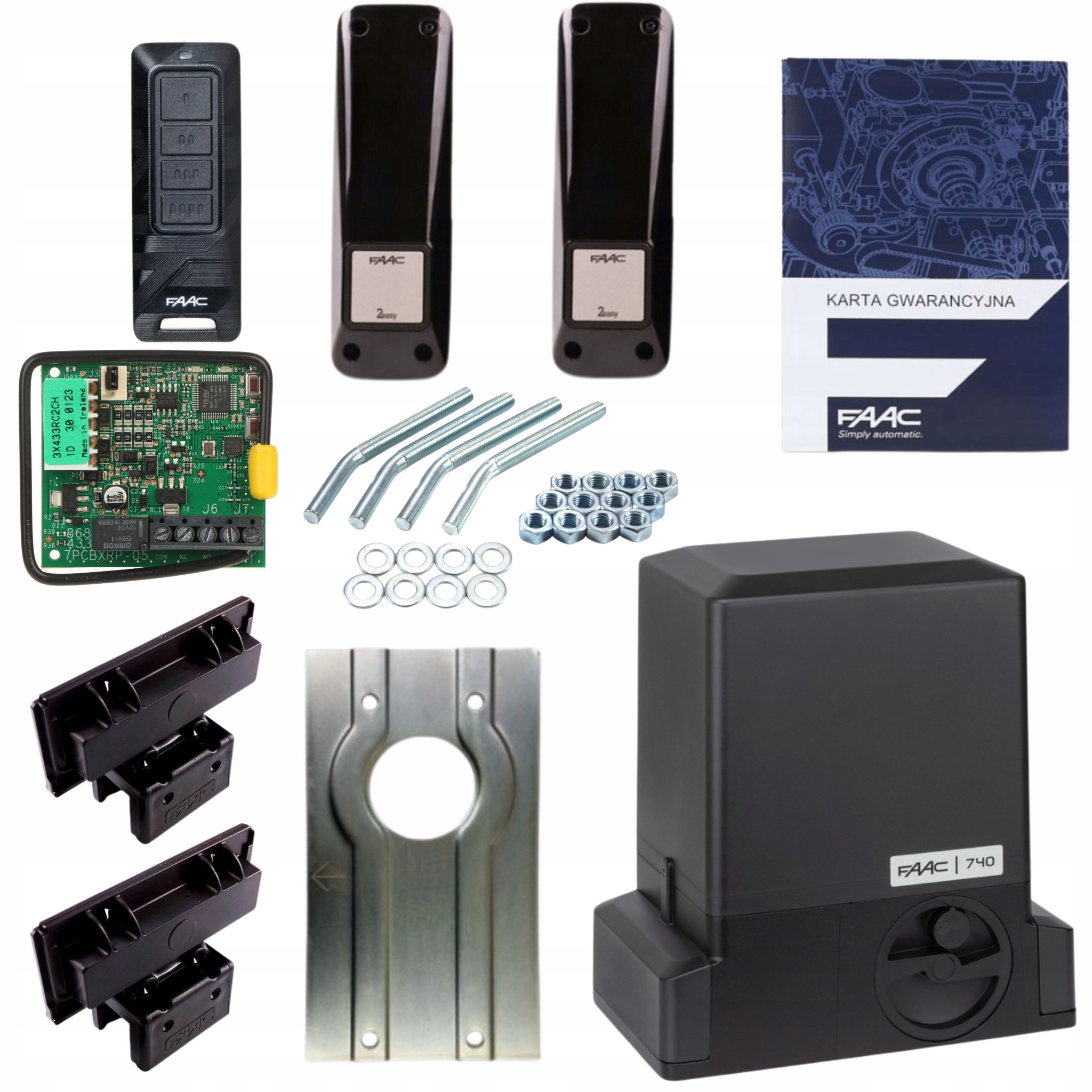 Zestaw Napęd Siłownik Do Bram bramy przesuwnej 500KG Faac 740 Pilot Foto