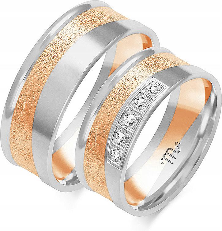 Růžové zlaté moderní snubní prsteny 585, rok 11 12 13, výjimečná zlatá kolekce