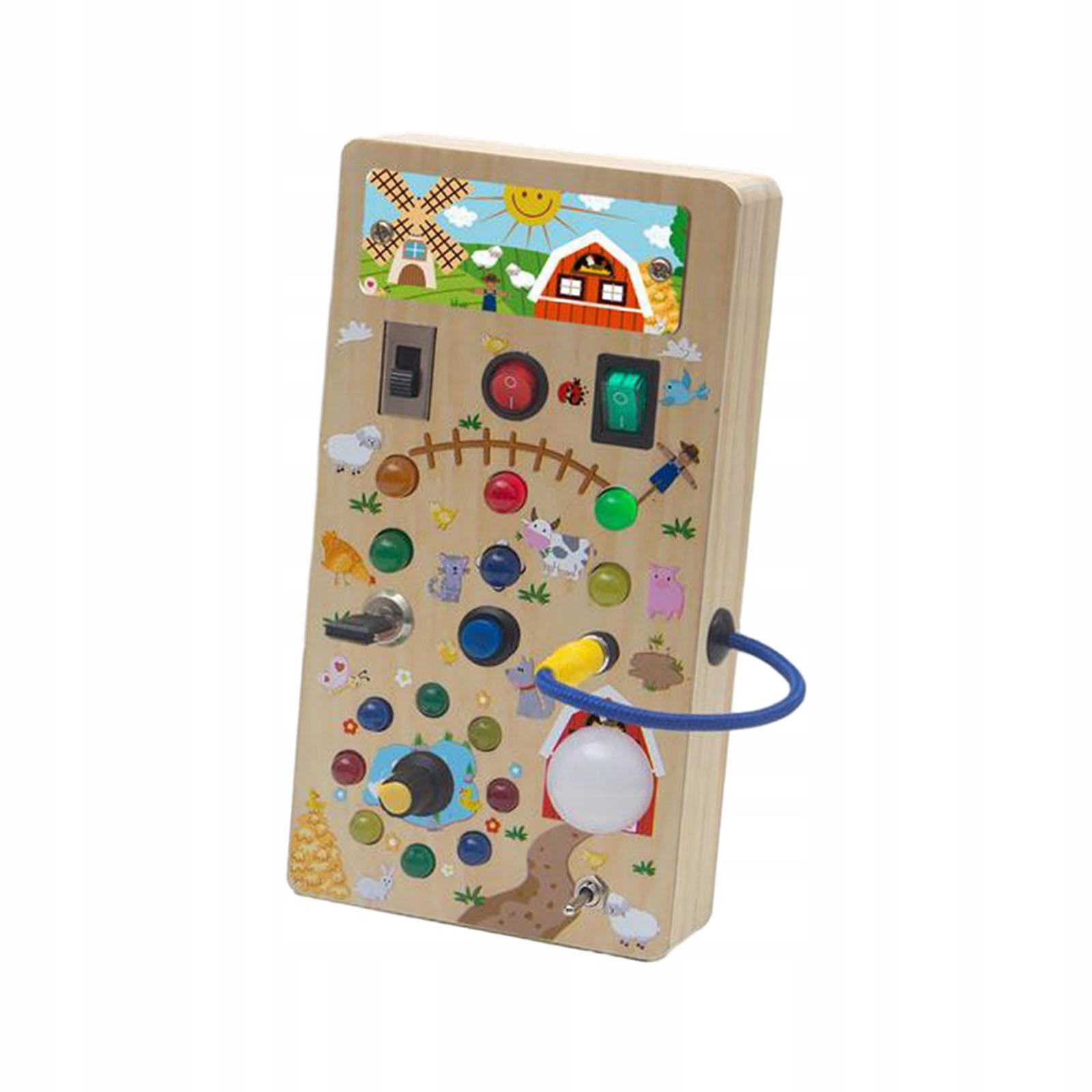 LED Switch Toy Sensory Learning Game Busy Board for Activities Farm A Materiał inny