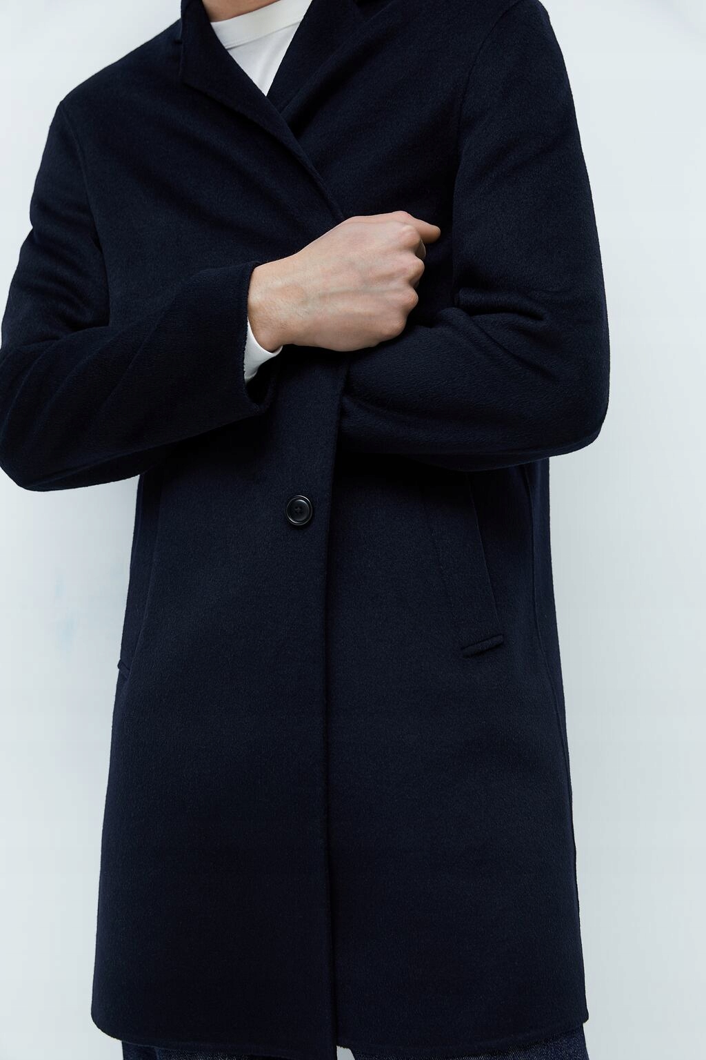 ZARA MAN PROSTY PŁASZCZ GRANAT WEŁNA L WIOSNA Rodzaj klasyczny