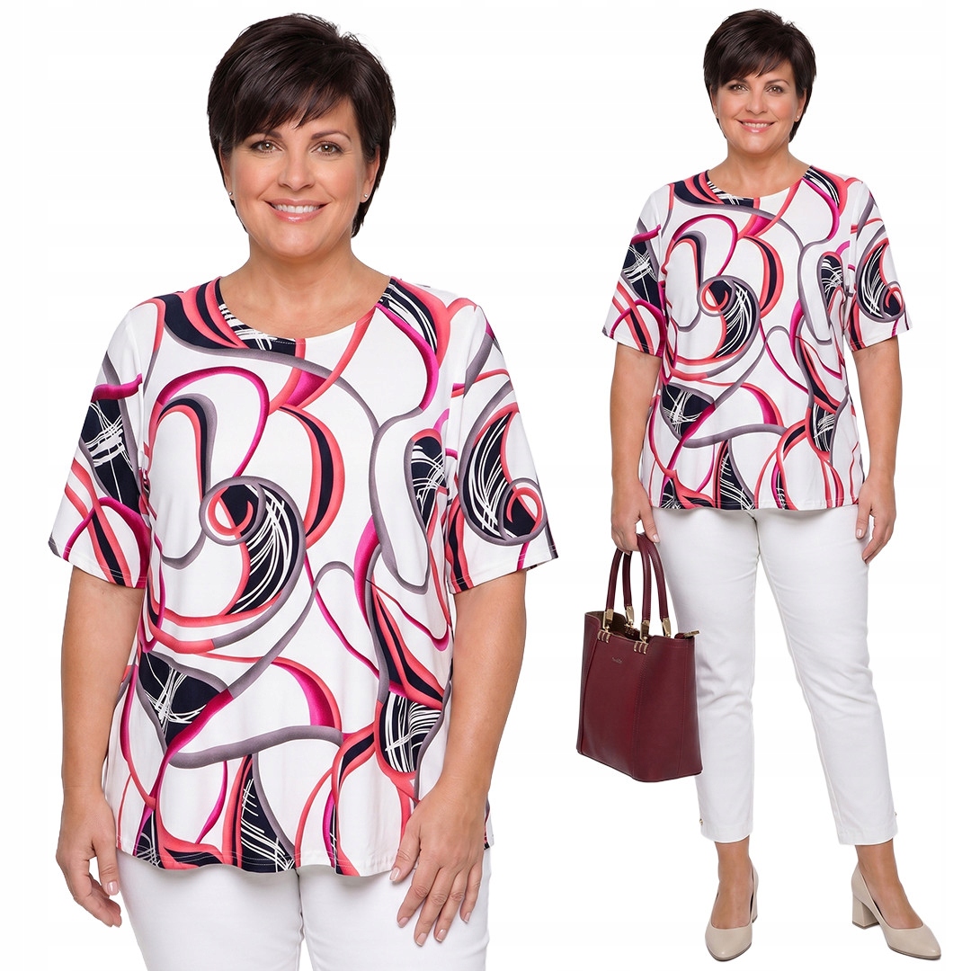 Košile s růžovo-granátovými vzory plus size velikost 58