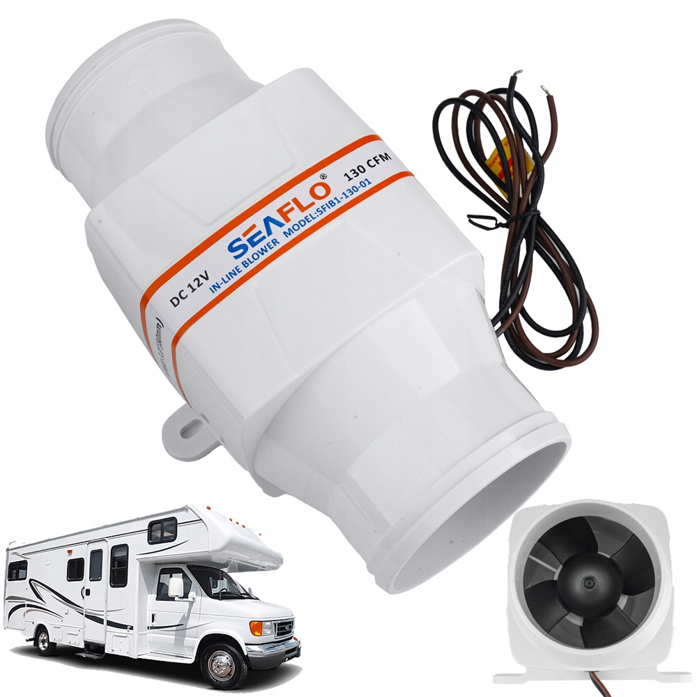 Kanálový odtahový ventilátor 220 m3h tichý 12V 80 mm pro kempování