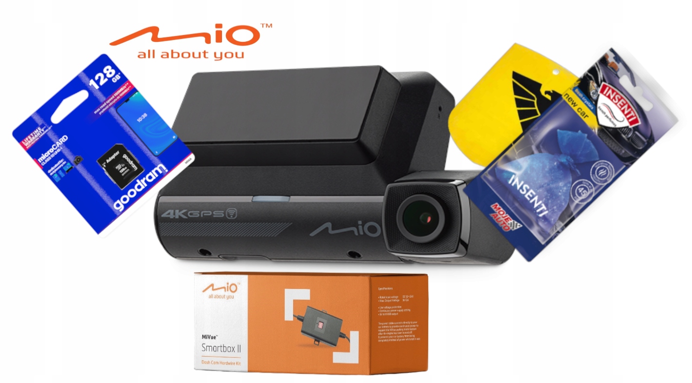 Kamera samochodowa Mio MiVue 955W 4K UHD + SmartBox i Karta 128GB, Zapach