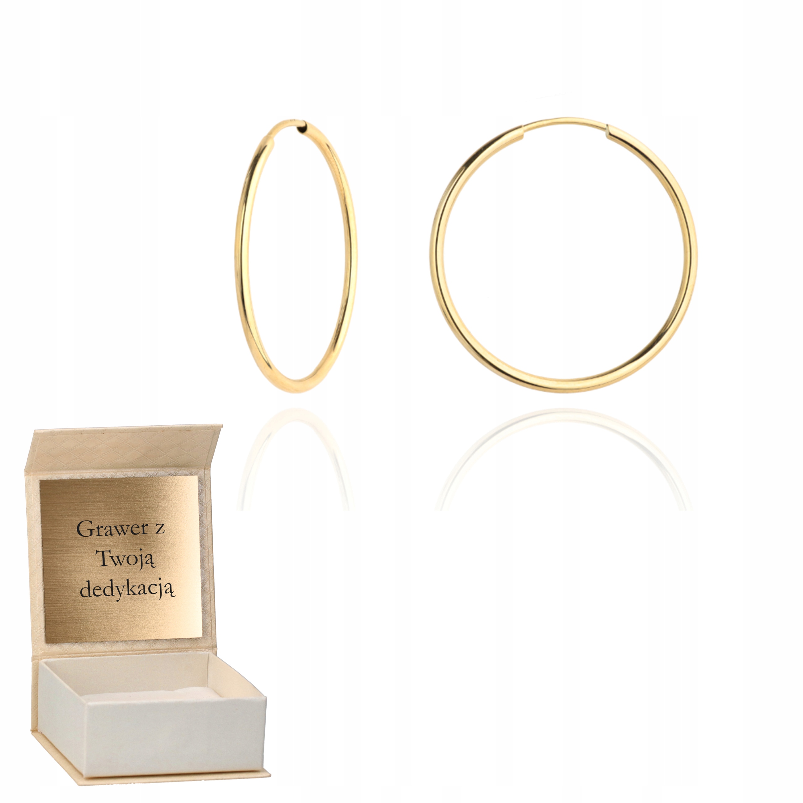 zlaté kruhové náušnice lehké, malé zlato ryzost 585 Gravírování