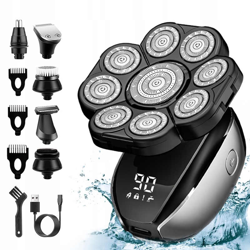 Golarka maszynka do golenia głowy włosów trymer do nosa bezprzewodowa 6W1