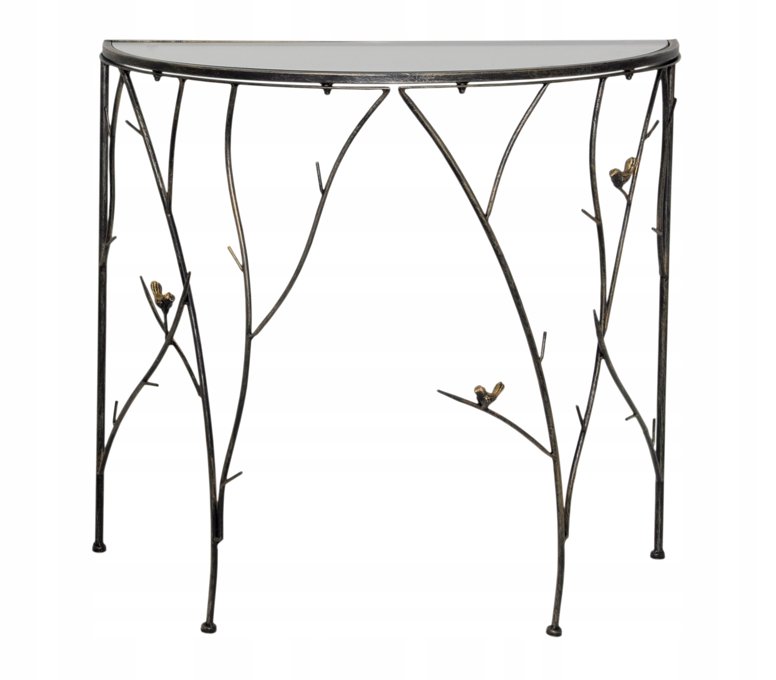 Konzolový Stolík Polkruhový, Kovové Sklo