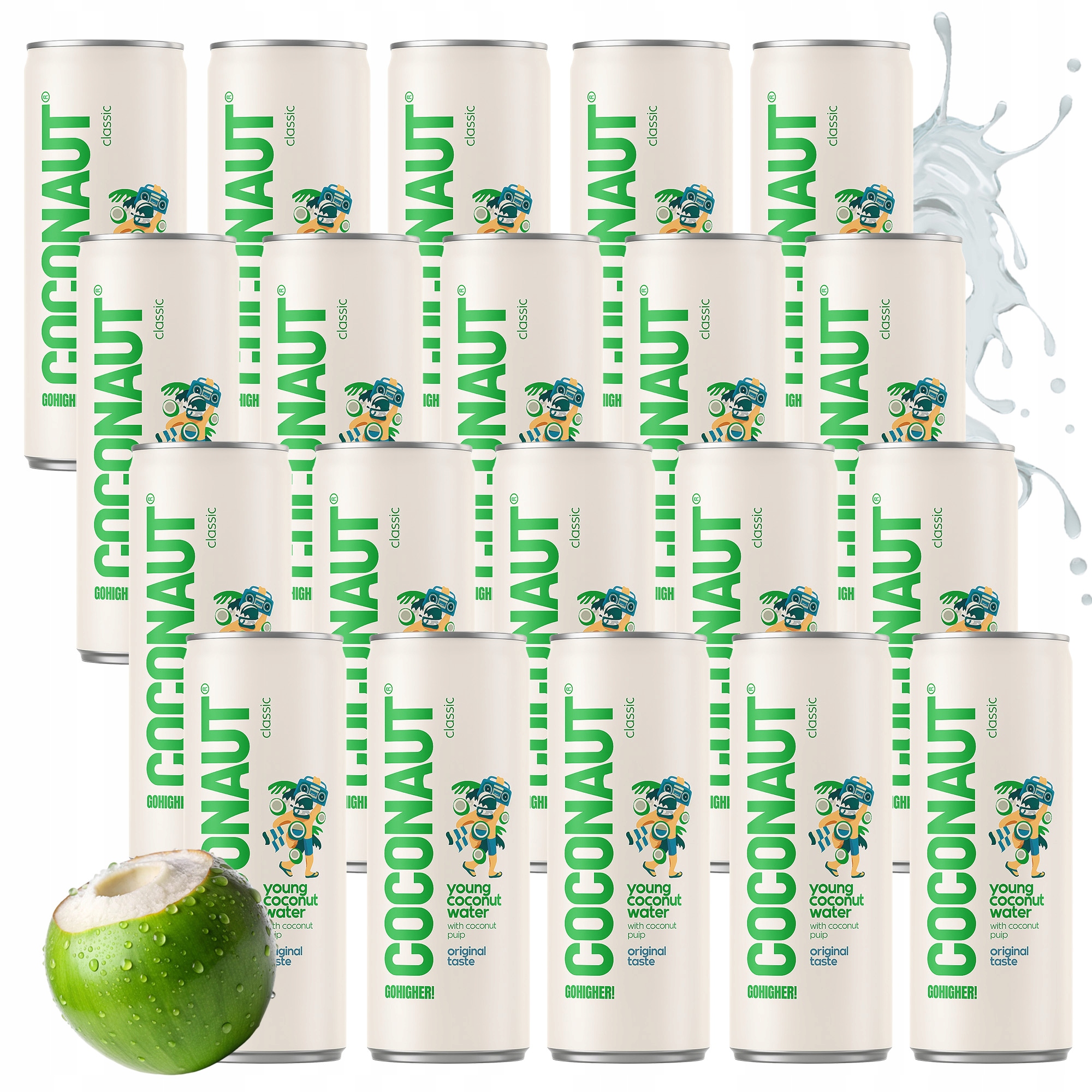 Levně Coconaut 20x Přírodní Nápoj Kokosová Voda 320ML Neperlivý S Dužinou