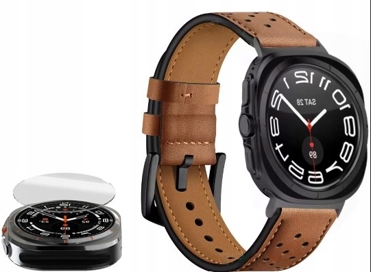 Pasek Skórzany Do Samsung Galaxy Watch Ultra 8 47MM 2025 Szkło Hartowane