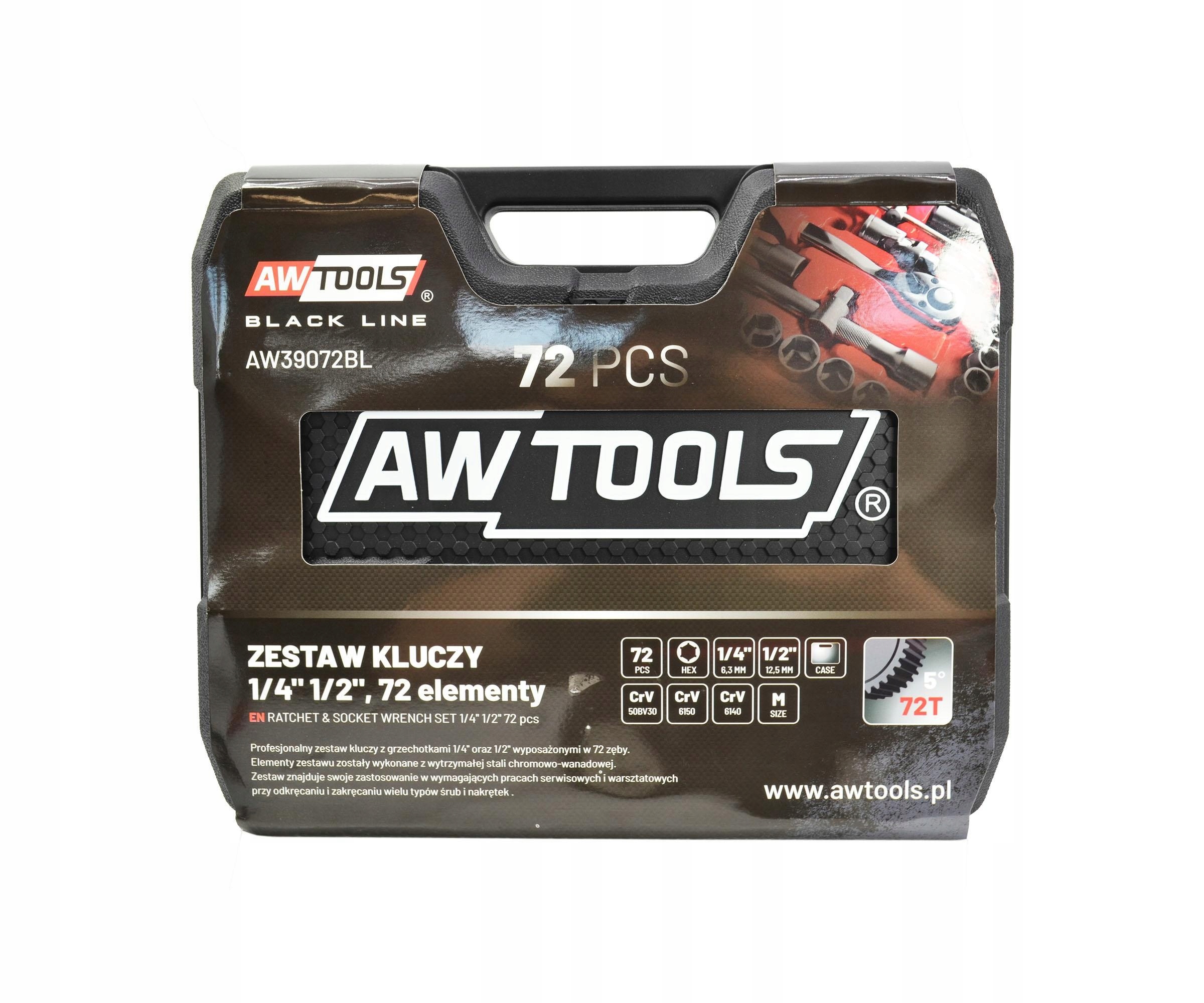 AWTOOLS ZESTAW KLUCZY 72el 1/2" / 1/4" BLACK LINE Marka Awtools