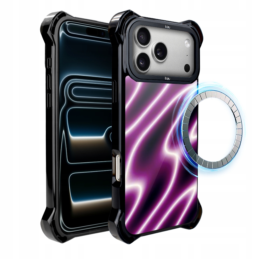 Pouzdro pro iPhone 17 Pro Max Ibizu DropGuard Ultra s MagSafe, neonová vlna