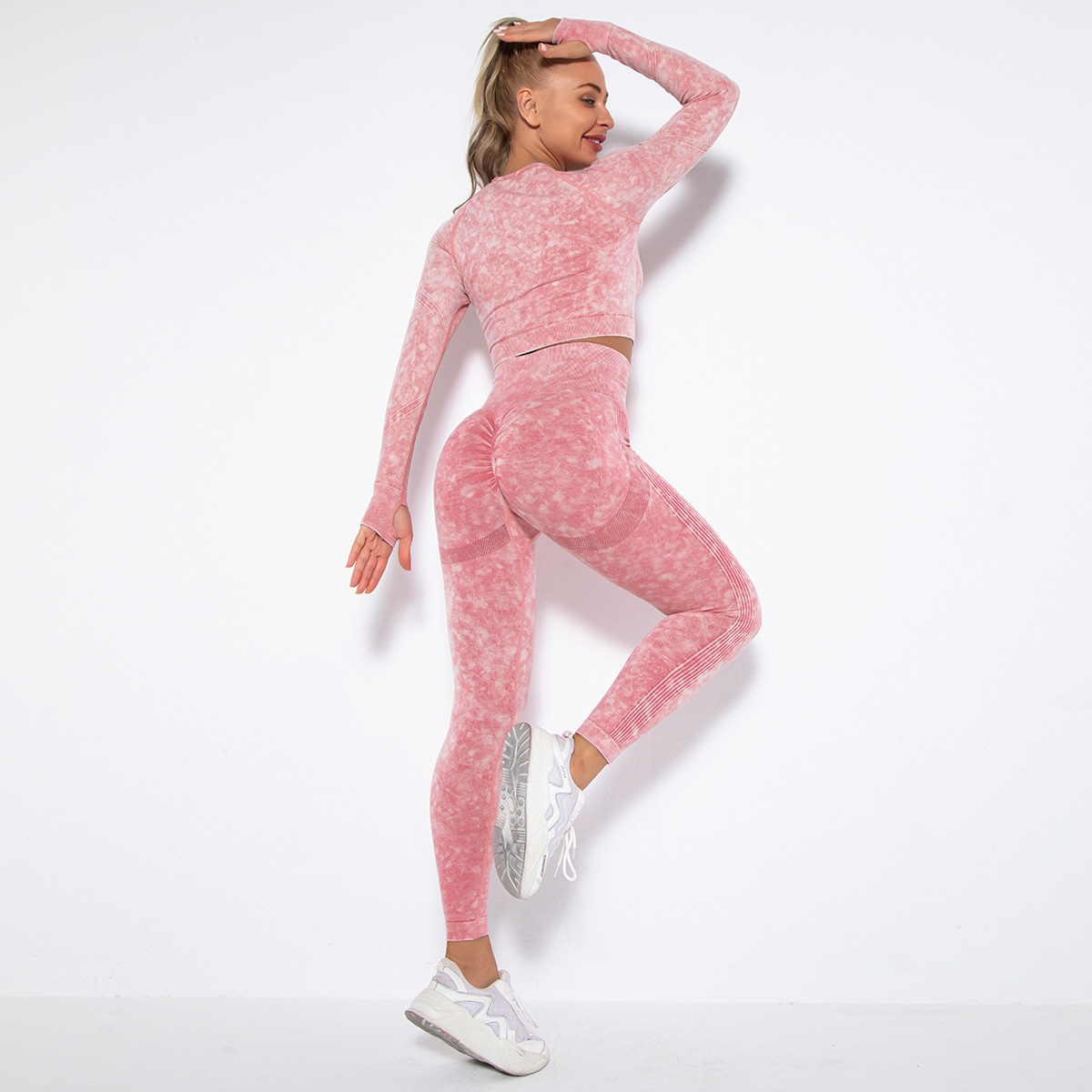 DAMSKI ZESTAW FITNESS 2-CZĘŚCIOWY JOGI JOGGING M Właściwości oddychające odprowadzające wilgoć