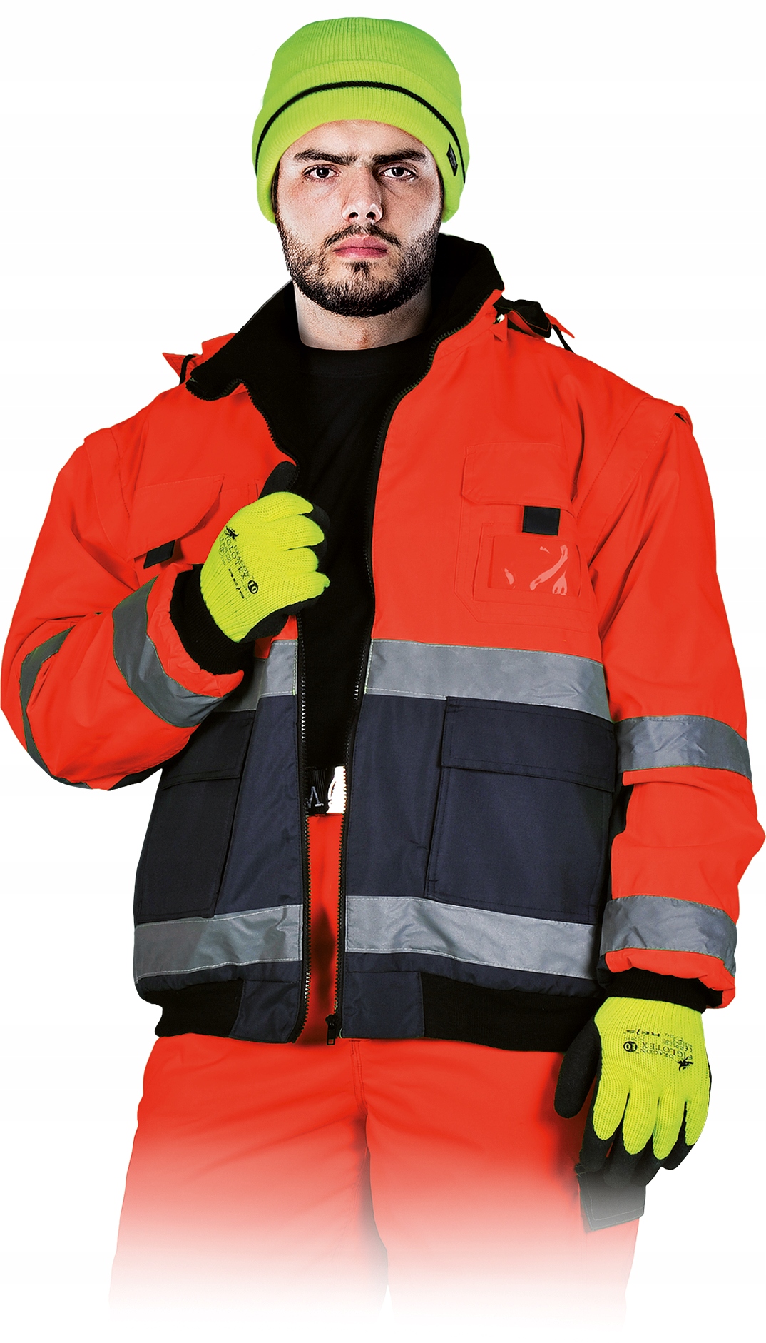 Pánská Zateplená Pracovní Zimní Reflexní bunda Bozp Lh-viber červená XXL