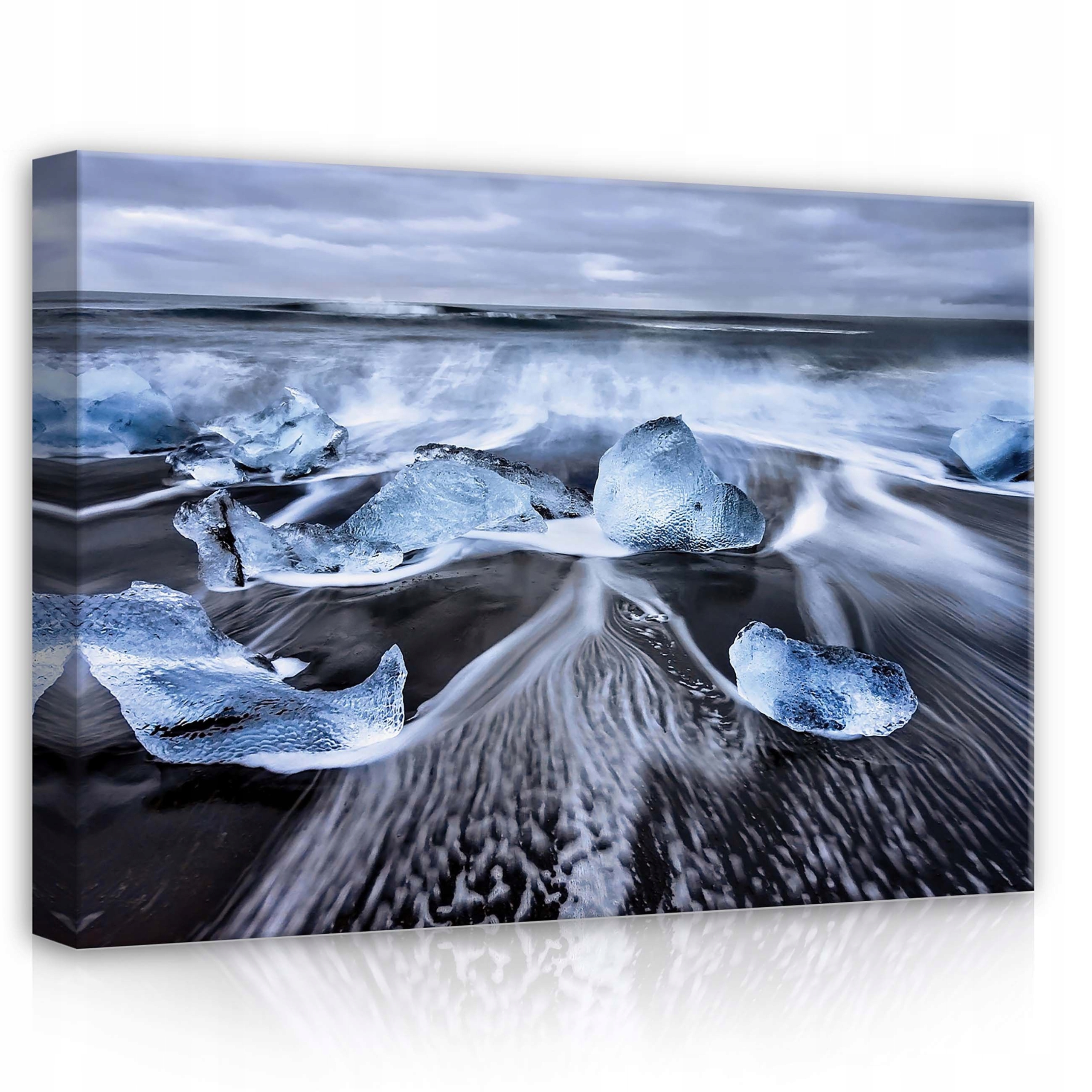 Obraz 70x50 Ledová hora pláž oceán vlny Island diamantová pláž příroda