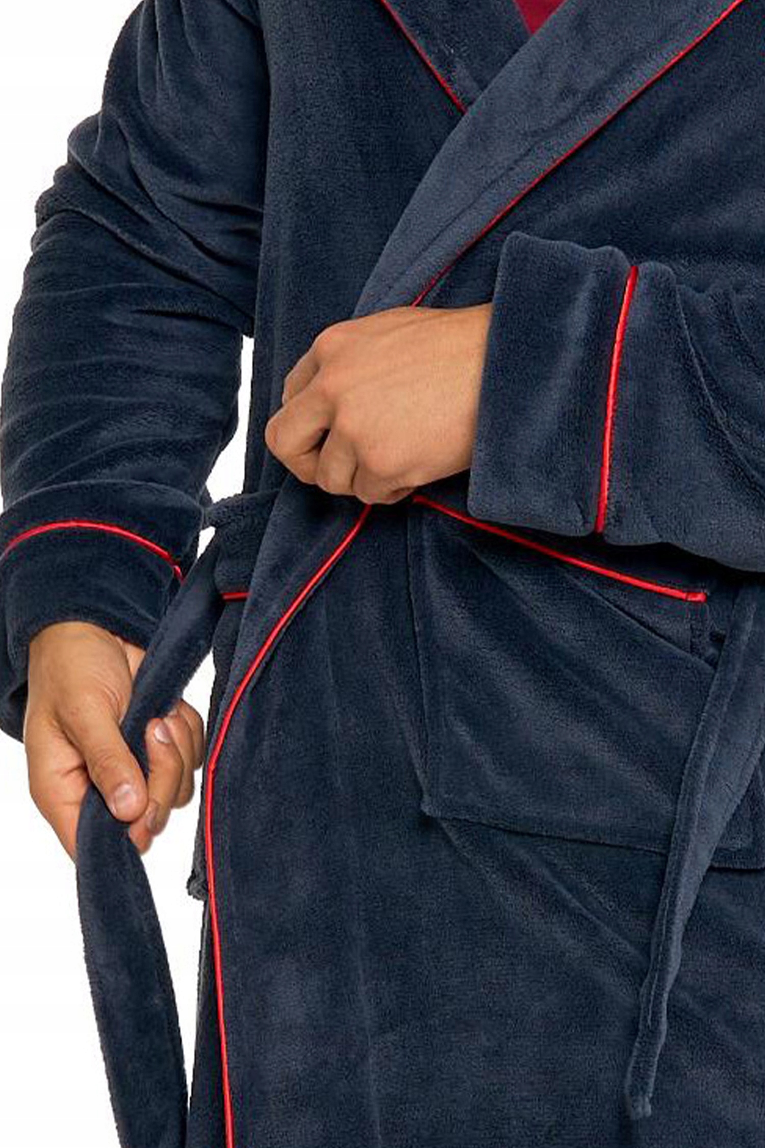 SZLAFROK męski Moraj polarowy miękki WIĄZANY - M Materiał dominujący poliester