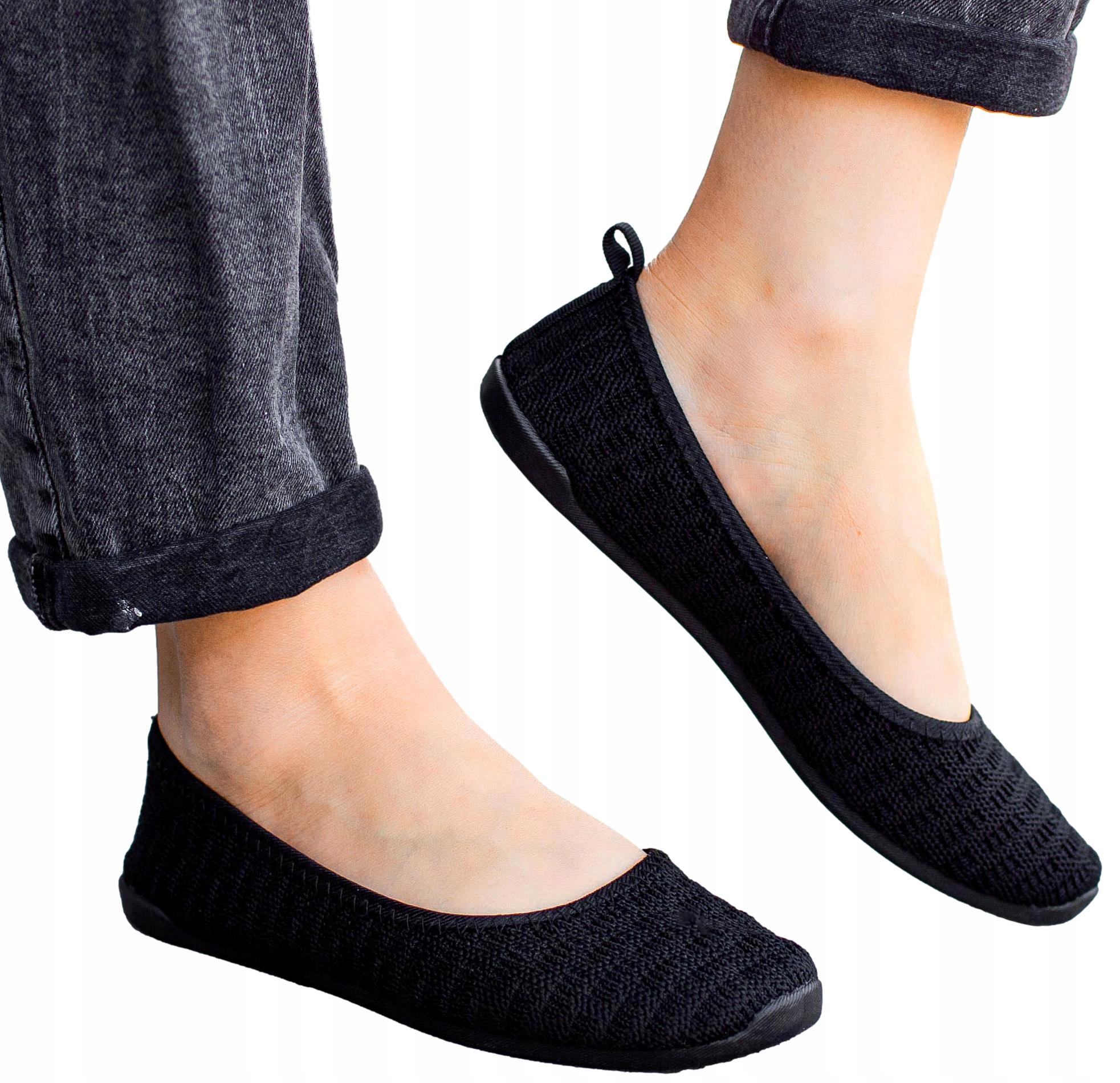 

Czarne lekkie baleriny tenisówki damskie 39