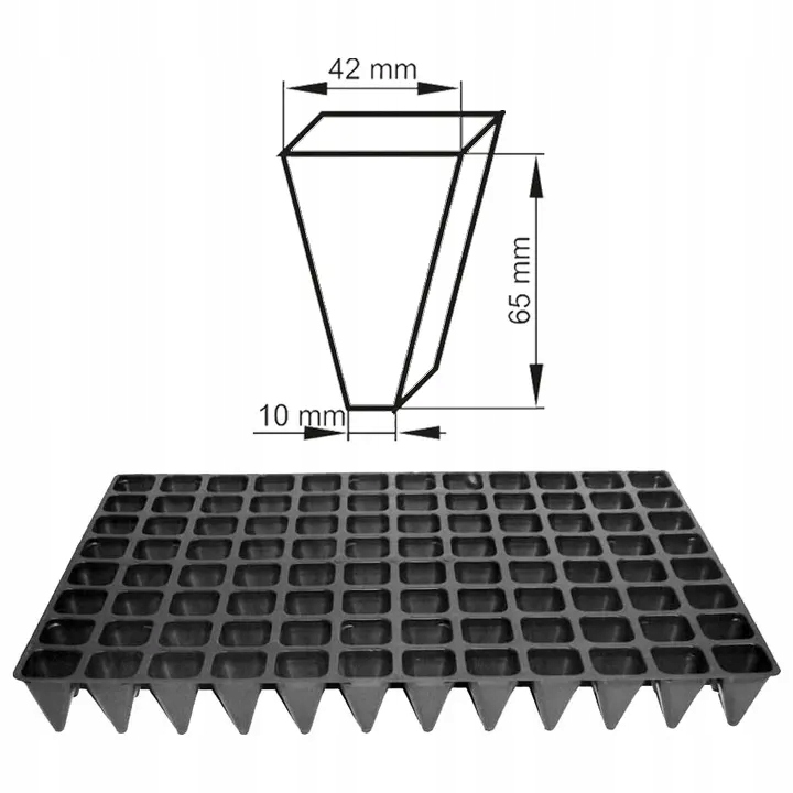 Wielodoniczka z tacką do parapetowego wysiewu, rozsad roślin 60x40 96 kom Długość 60 cm