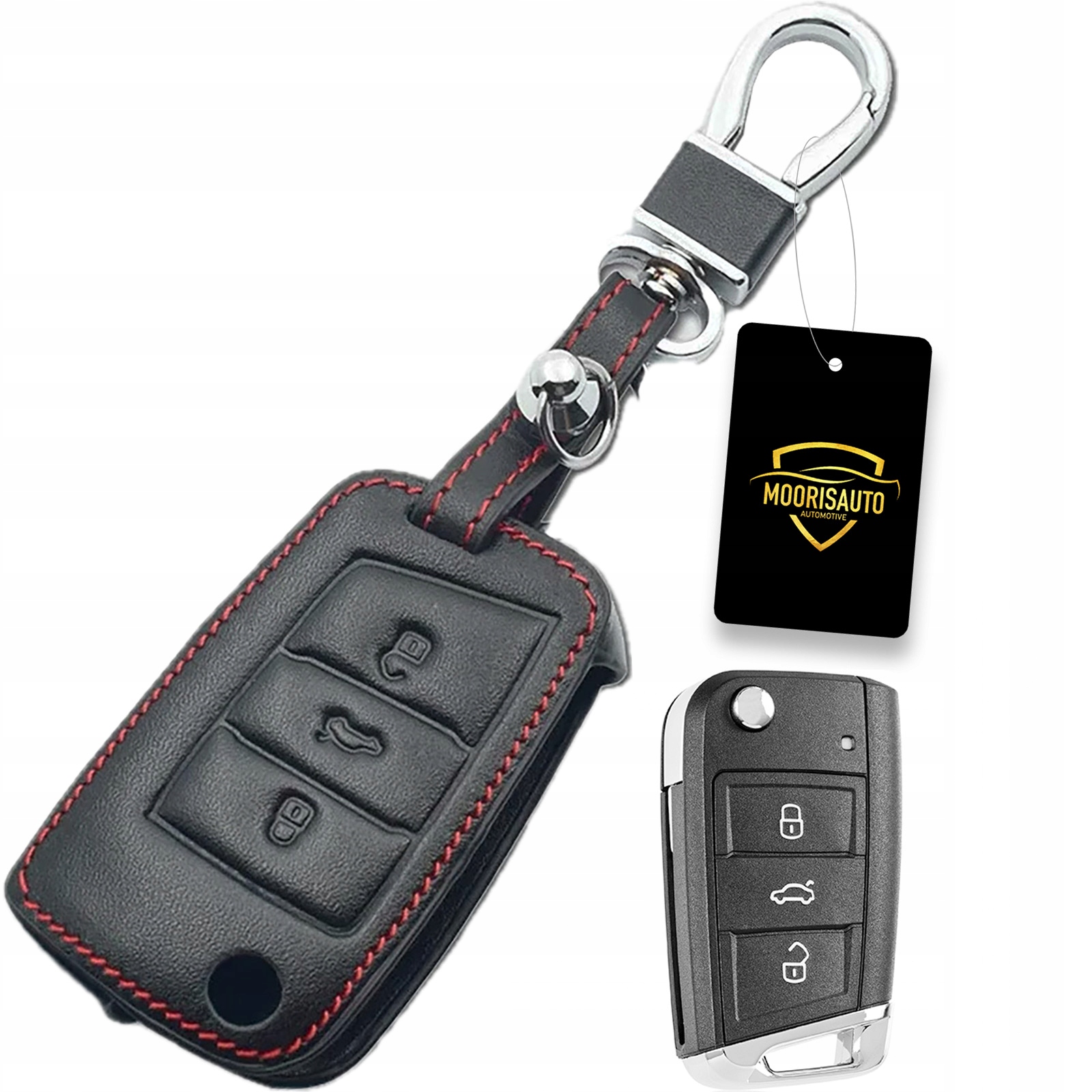 Skórzane etui pokrowiec na kluczyk Vw Golf 7 Seat Ateca Leon Skoda Octavia